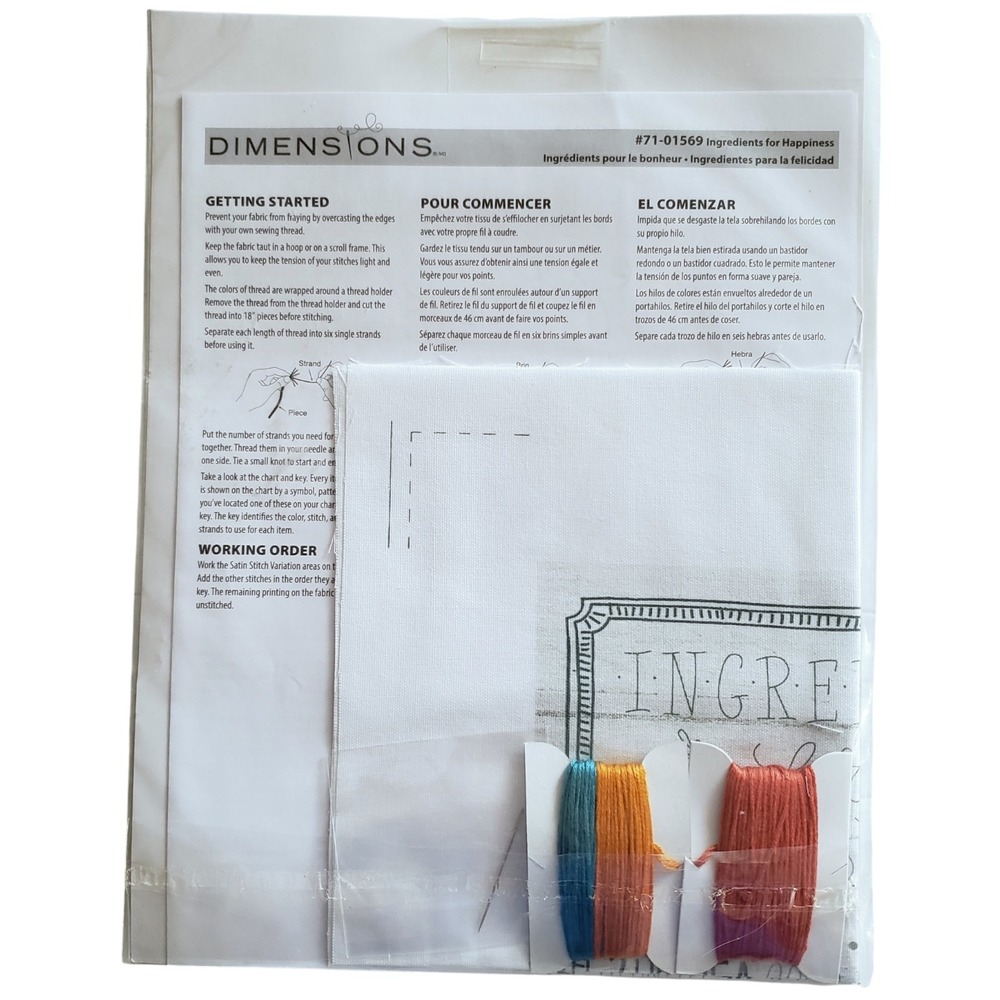 Dimensions Ingredients for Happiness Sampler Recipe Embroidery Kit 71-01569 - Picture 3 of 3